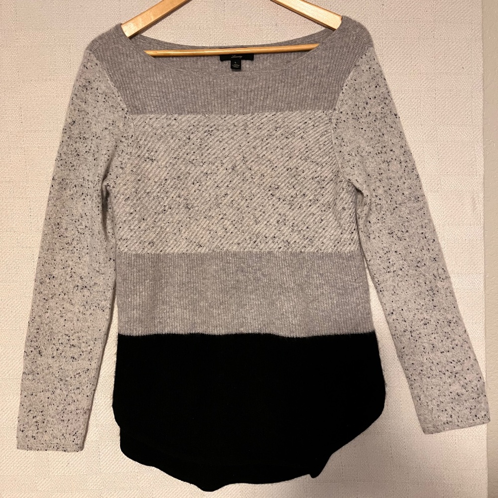 Soft Charter Club Cashmere Sweater Women’s Large Gray Color-block